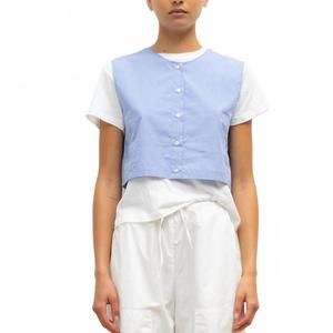 NEW LESET women's yoshi crewneck vest in ocean/parchment